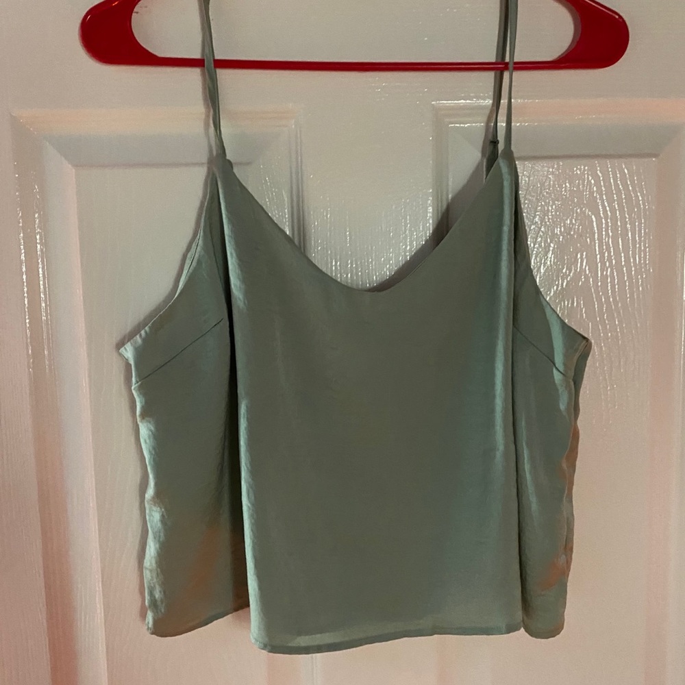 American Eagle Olive Silk Cropped Tank Top
